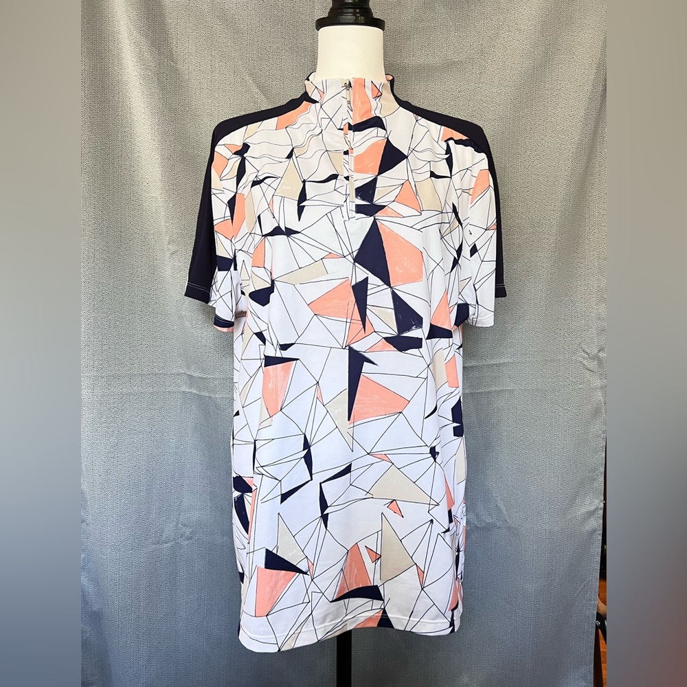 Coral Bay Women’s Golf Polo XL Abstract Geometric Shape Pattern